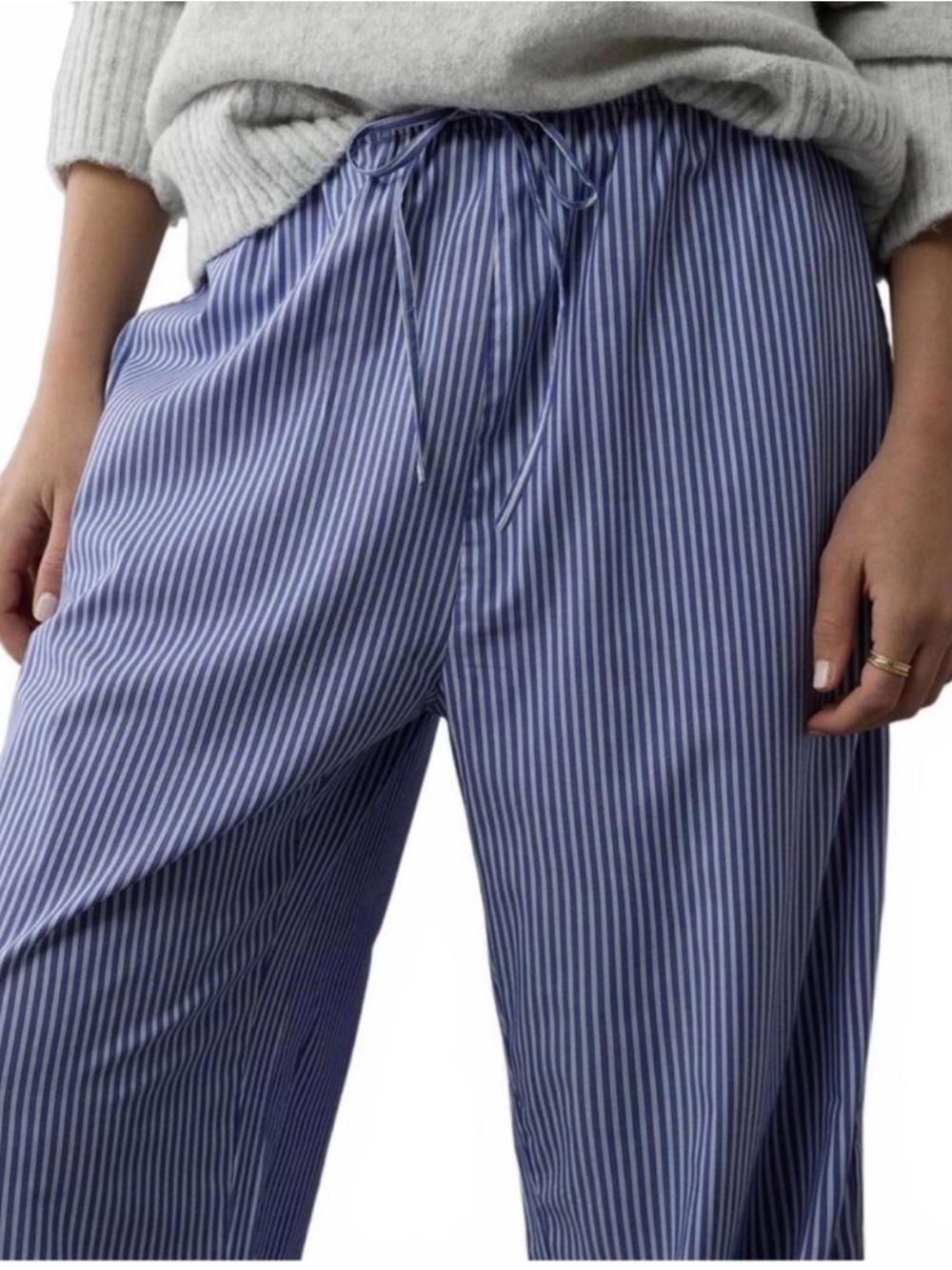 American Eagle Outfitters Blue and White Pinstripe Wide-Leg Pants
